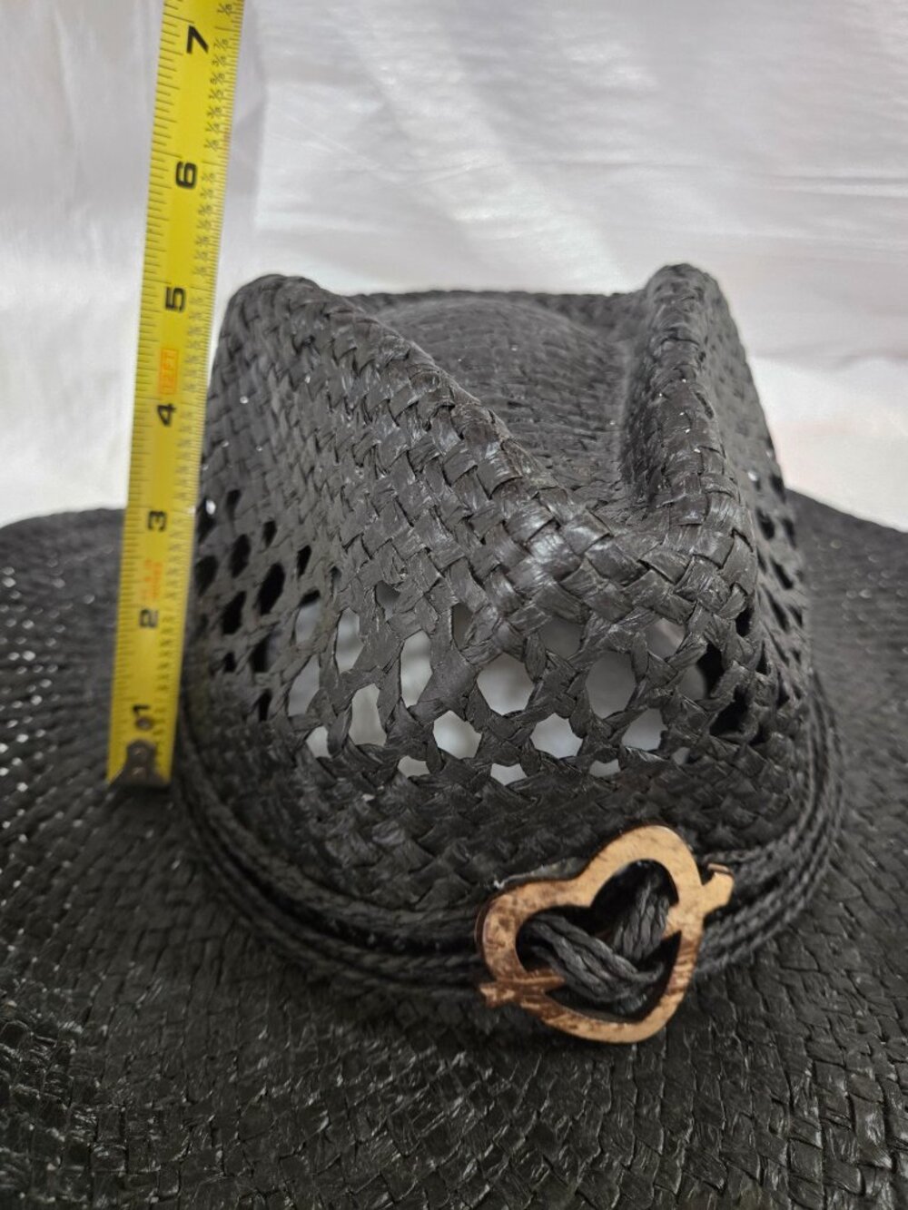 SaddleBack Black Woven Cowboy Hat One Size Beach Festival Western Boho - Picture 8 of 8